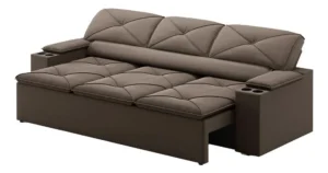 Sofá 3 Lugares Retrátil E Reclinável Pop 2,05m Cor Marrom Desenho do tecido Velosuede É Bom 