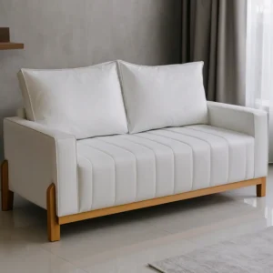 Futon Sofá Decorativo Estofado Courino Com Almofadas Pequeno É Bom