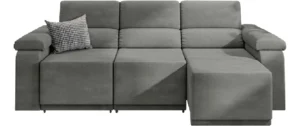 Sofá Retrátil Desmontável Suede 2,10m 3 Lugares Fox Cinza Selmer É Bom