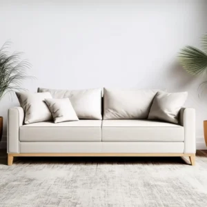 Sofá Living Beny 1,80mt 3lug Linho Com Base E Pés De Madeira Cor Cru É Bom 