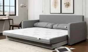 Sofá-cama Herval Queen Aurora 3 Lugares Linho Cinza É Bom