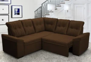 Sofá Canto London Marrom Suede Velut King House É Bom