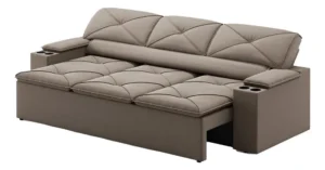 Sofá 3 Lugares Retrátil E Reclinável Pop 2,05m Cor Capuccino Desenho do tecido Velosuede É Bom