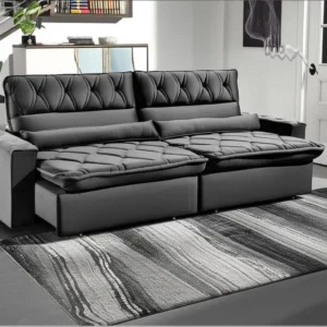 Sofá Retrátil Reclinável Dakar 2,30m Suede Velut Cinza C/ Molas no Assento King house É Bom