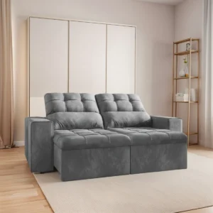 Sofá Retrátil Reclinável 2 Lugares 1,80m Malibu Cinza Cinza É Bom