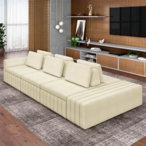 Sofá Ilha Com Encosto Móveis Olimpo 365cm Bouclê Off White É Bom
