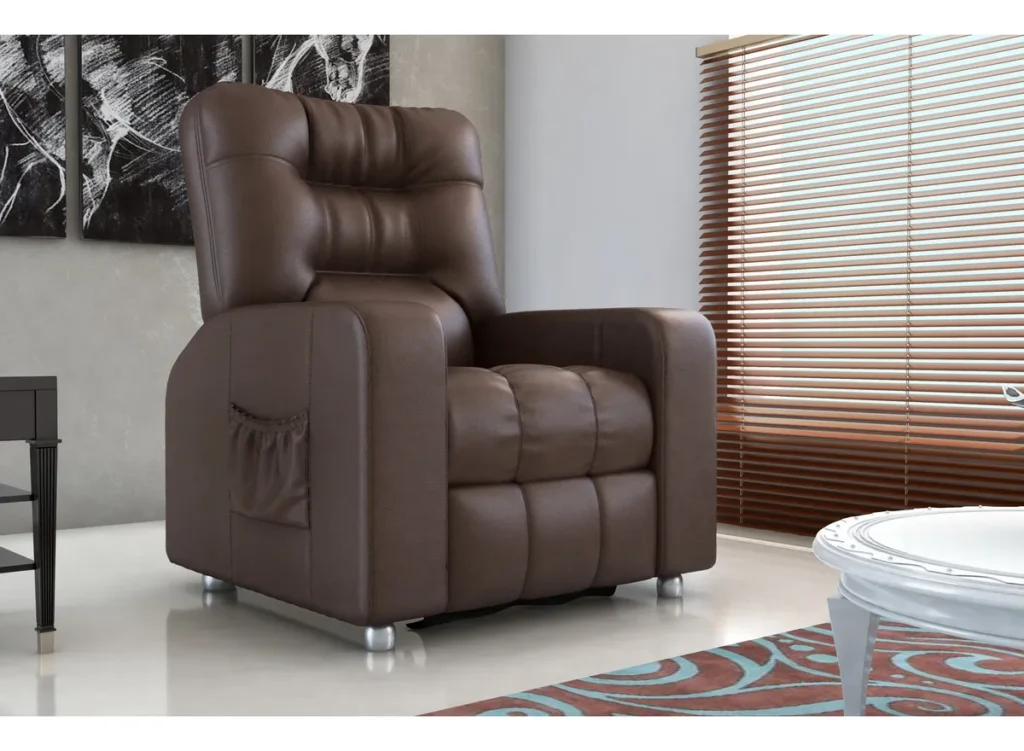Poltrona Cadeira Do Papai E Mamãe Reclinável Retrátil Para Sala De Descanso Cor Corino-marrom Matrix Azera É Boa