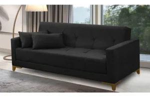 Sofá Cama 3 Lugares 2,00m Aurora Suede Preto Adonai É Bom 