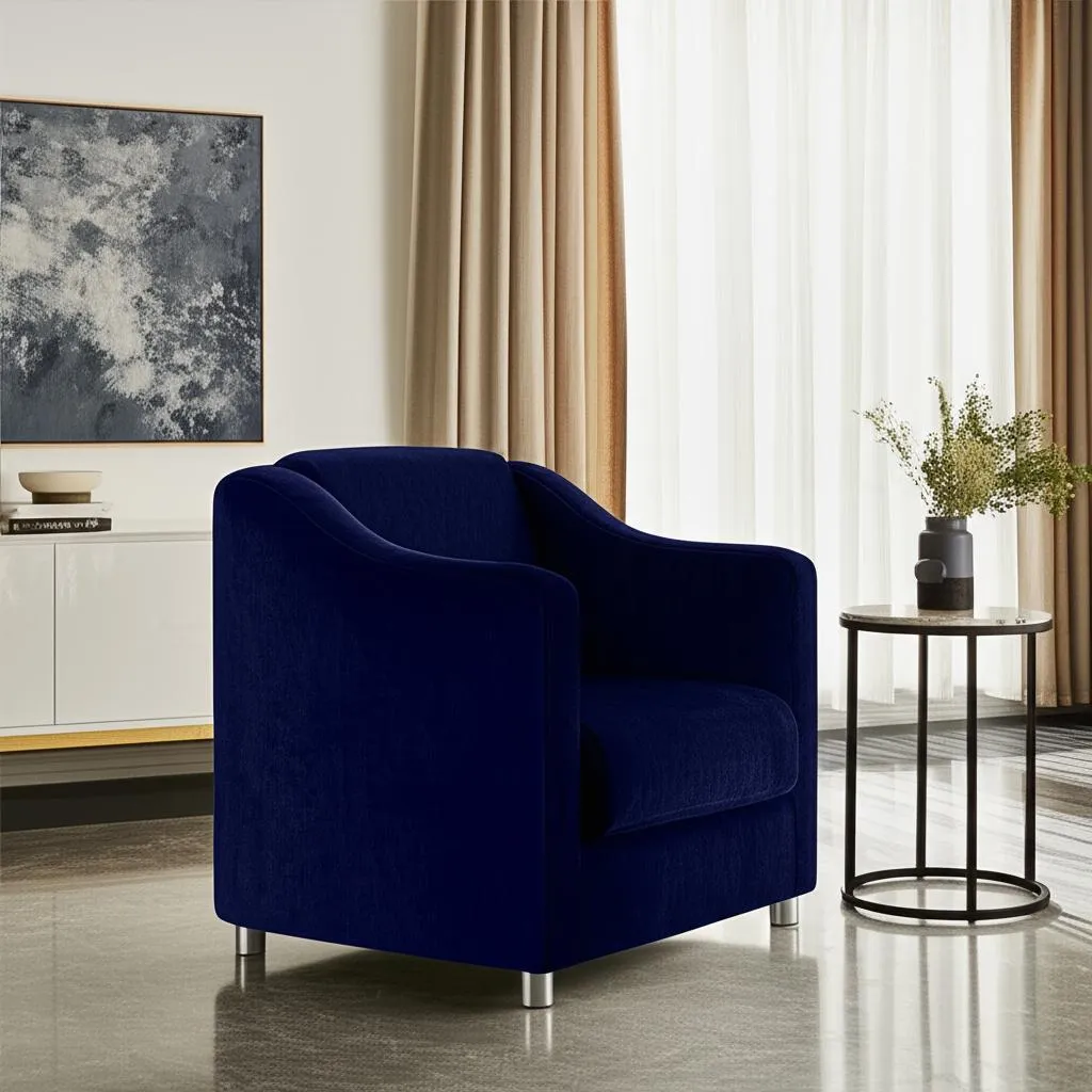 Poltrona Decorativa Alya Tecido Sued Cor Azul-marinho Desenho Do Tecido Big Freshness É Boa