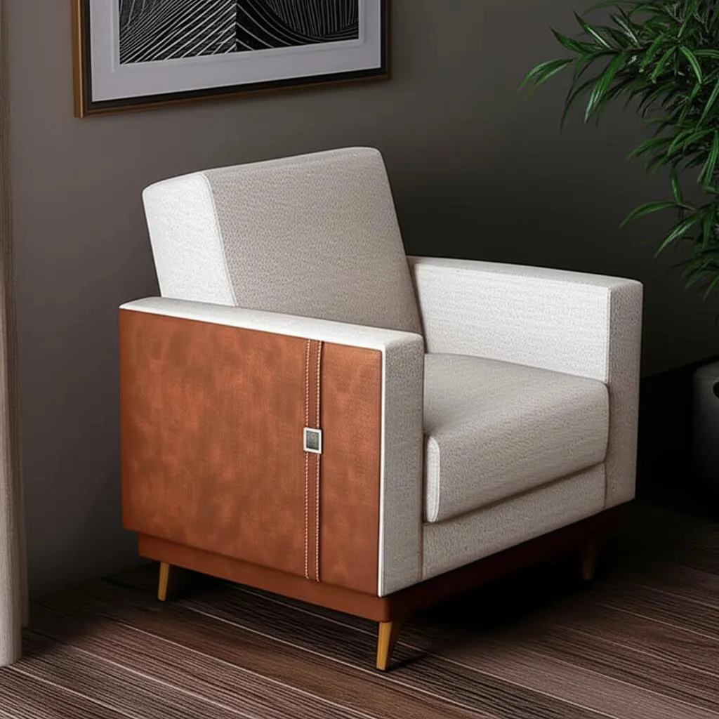 Poltrona Esther 77 x 93 x 77cm Matrix Whisky/bege É Boa