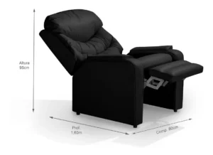 Poltrona Reclinável Luxo Papai Preta D28 Pérola Estofados Cor Preto Desenho do tecido Liso É Boa