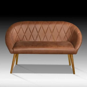 Poltrona Namoradeira Moderna Estofada Courino Decorativa B&a Marrom Mjl Móveis É Boa