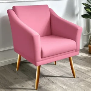 Poltrona Decorativa Agatha Suede Rosa É Boa