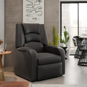 Poltrona Do Papai Com Encosto Reclinável E Retrátil P/ Sala Preto Liso É Boa