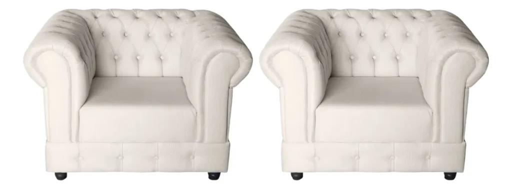 02 Poltronas Chesterfield Capitonê Decorativa 1,20m É Boa