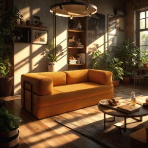 Sofá Cama Modular Bouclê Terracota Vira Cama Casal Retrátil Na Caixa Design Compacto Para Ambientes Modernos É Bom
