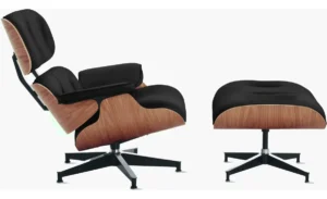 Poltrona Charles Eames Com Puff Couro Legítimo Preto É Boa