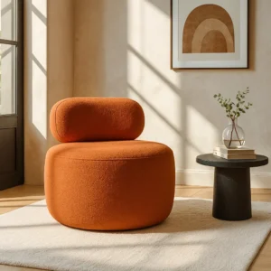 Poltrona Estofada Orgânica Terracota P/ Sala Moderna Premium É Boa